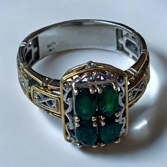 MICHAEL VALITUTTI Gems En Vogue Emerald Cluster Vermeil Woman’s Ring Jewelry - Picture 10 of 10
